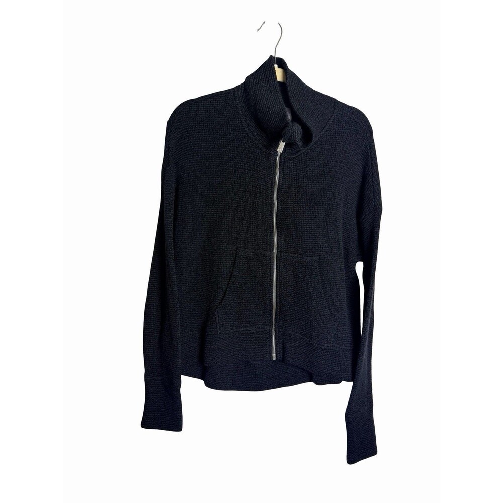 Sweaty Betty Full Zip Sweater Womens Large Black Cotton Recycled Polyester Heavy